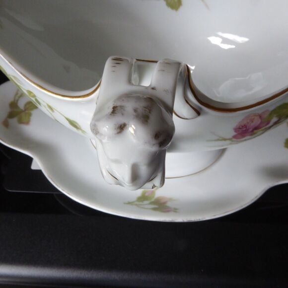 VTG Circa 1920s Rosenthal Empire Gravy Bowl W/ Woman Face Handles & Underplate - Picture 13 of 16